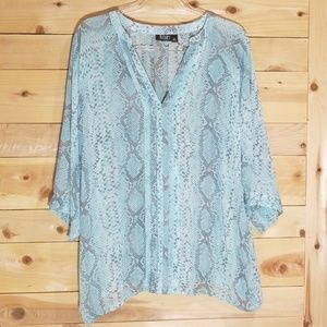 a.n.a. Teal Snake Print Blouse Size 2x